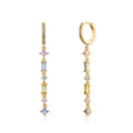 Sterling silver needle fashion ear clip with colourful zircon tassel and geometric U-shape design