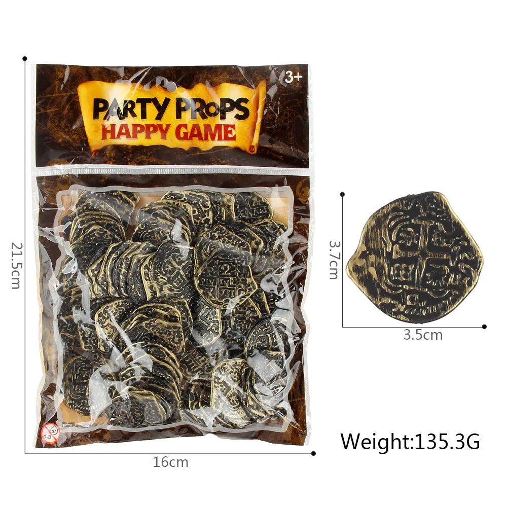 Doli set of 100 plastic Roman coins with gold, silver, or bronze electroplated finish