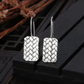925 silver geometric woven diamond plaid earrings measuring 17.5mm x 11mm