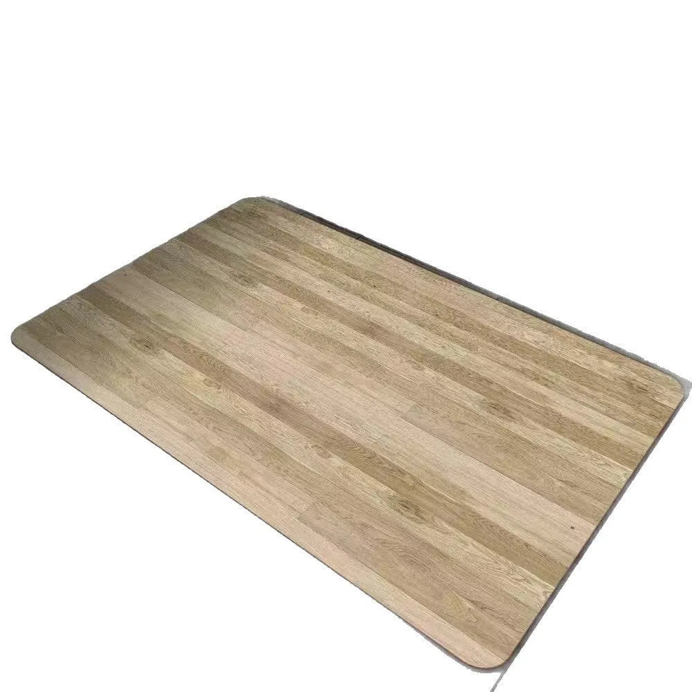 American-style square diatom ooze floor mat with a wood grain geometric pattern, shown in a bathroom setting.