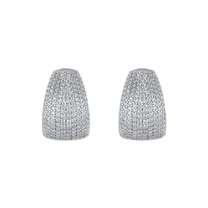 Geometric S925 sterling silver ear studs for women with white finish