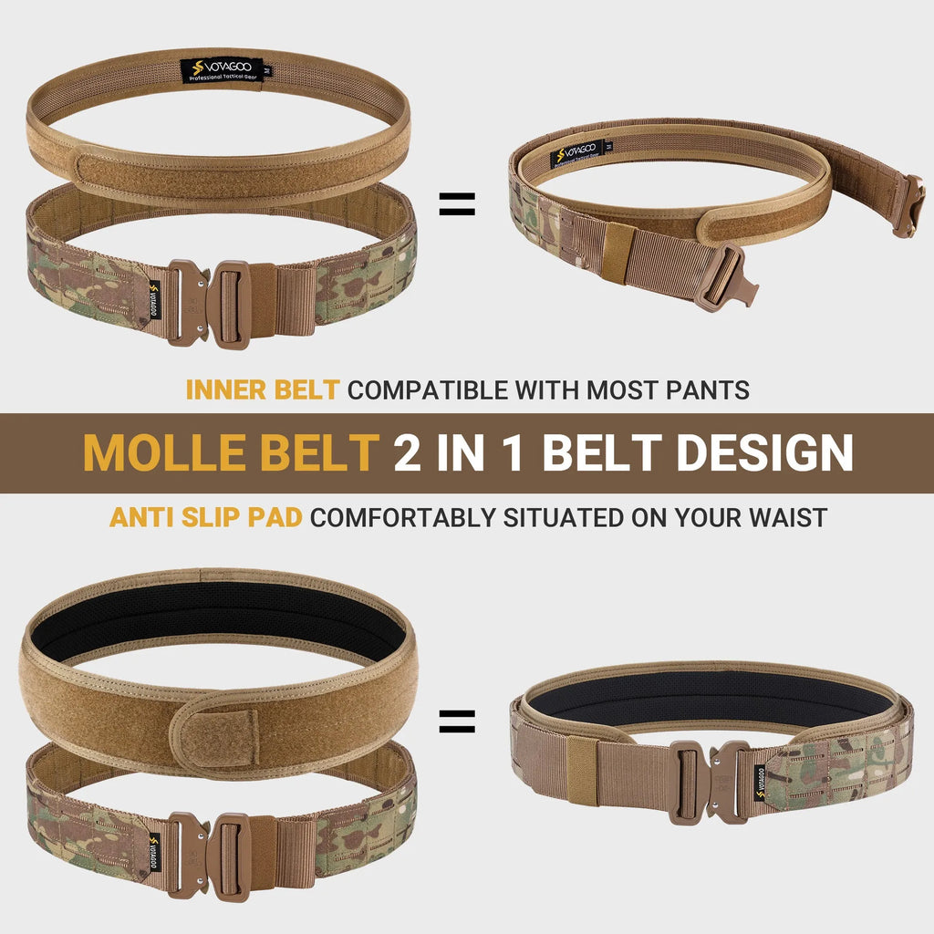 VOTAGOO army fan quick release tactical belt with laser cutting waist seal in CP camouflage colour