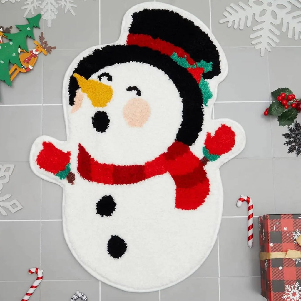 Christmas hallway mat with geometric festive patterns and non-slip backing in multiple size options