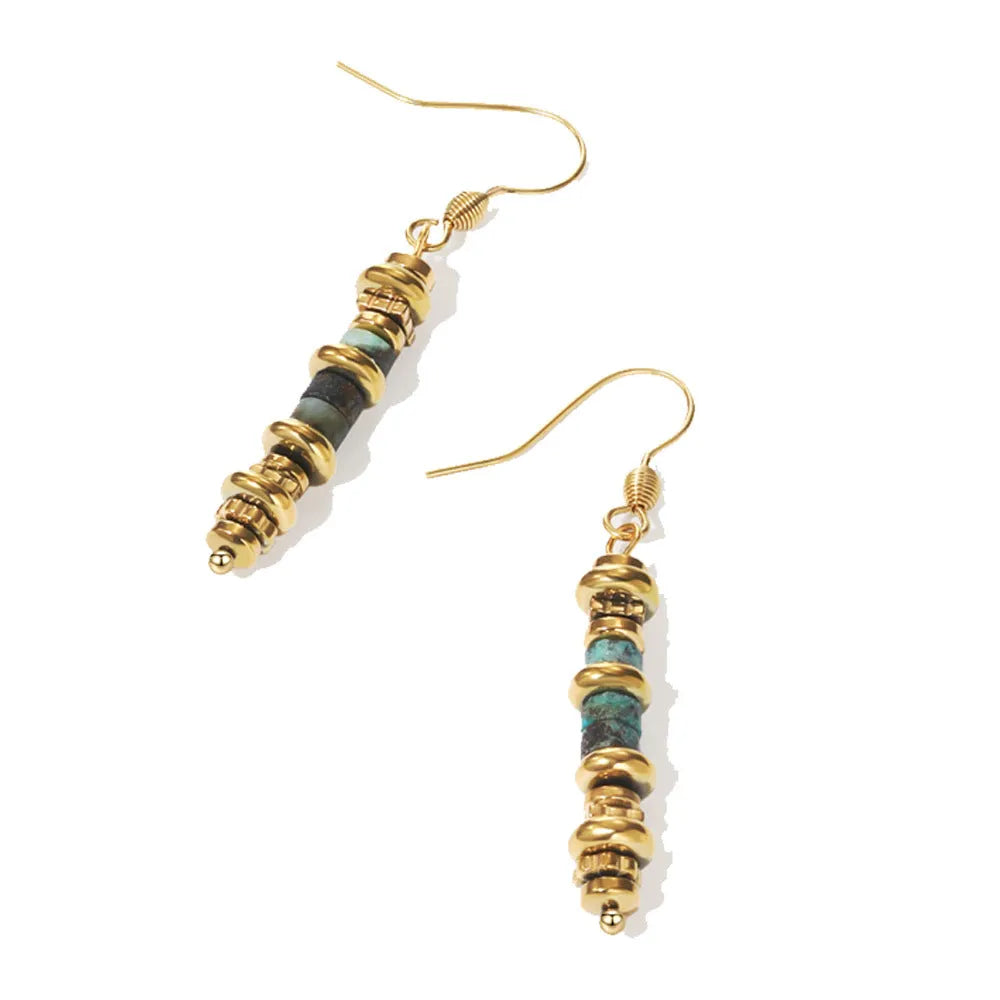 Retro geometric titanium steel dangle earrings for women in colour SE22101520.
