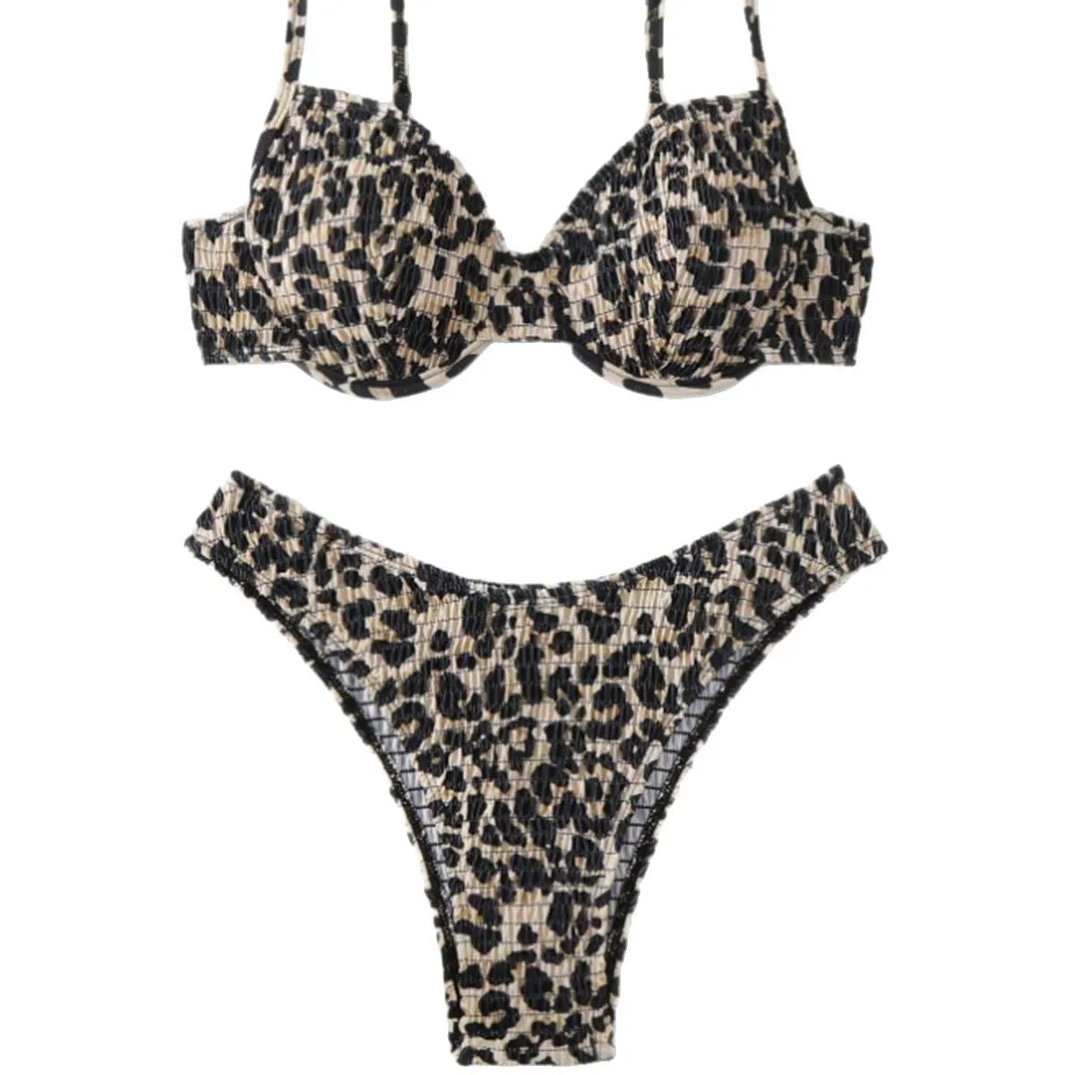 Leopard print women's bikini swimsuit with backless sexy design in mixed colours.