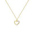 Sterling silver hollow heart necklace with circular details on a regular chain