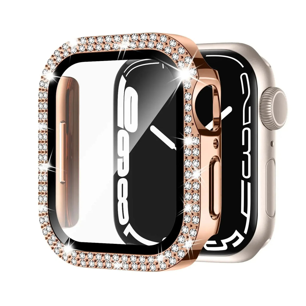 Apple Watch protective case with diamond glass screen protector in multiple colour options