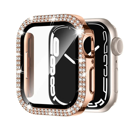 Apple Watch protective case with diamond glass screen protector in multiple colour options
