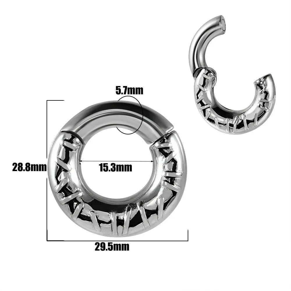 Shaped totem pattern stainless steel earrings with electroplated finish in fashion colours