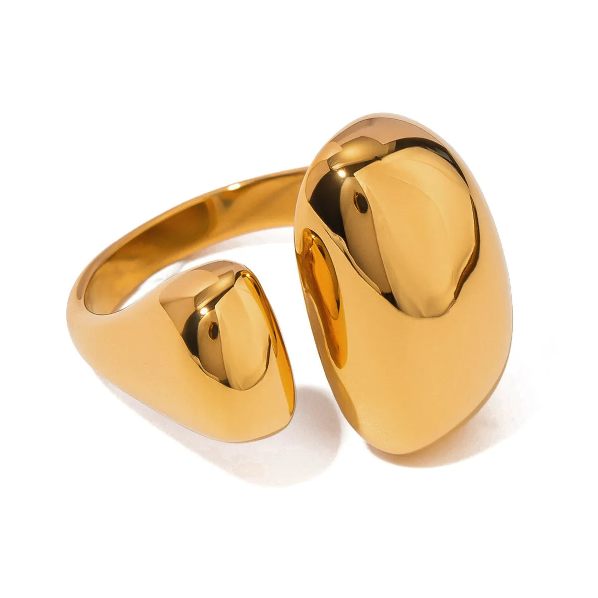 Women's stainless steel open geometric ring with European American styling in JDR2405081 colour