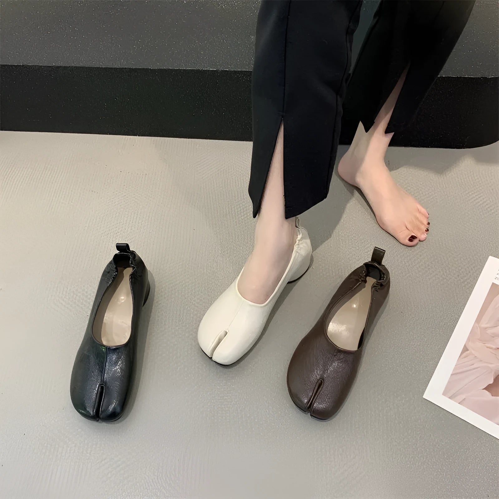 Women's low chunky heel round toe pumps in apricot, black, brown colours
