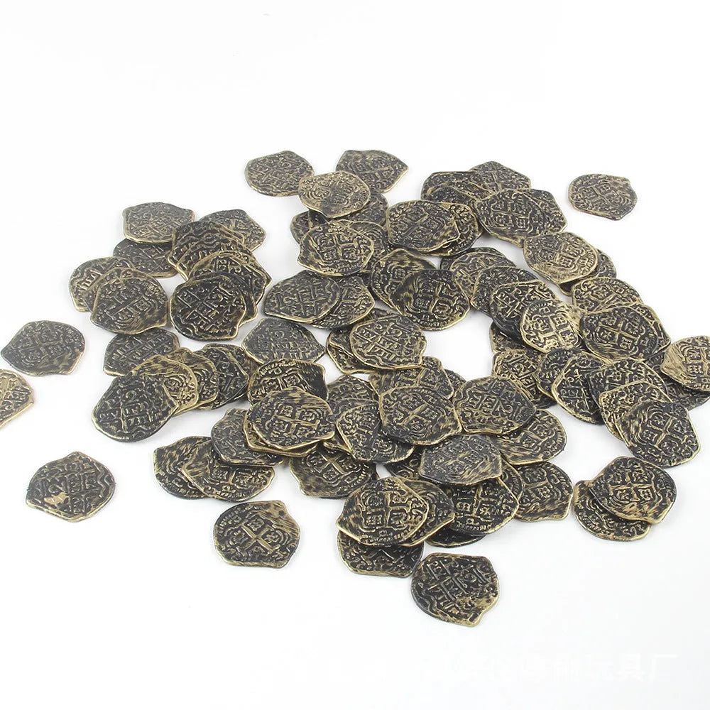 Doli set of 100 plastic Roman coins with gold, silver, or bronze electroplated finish
