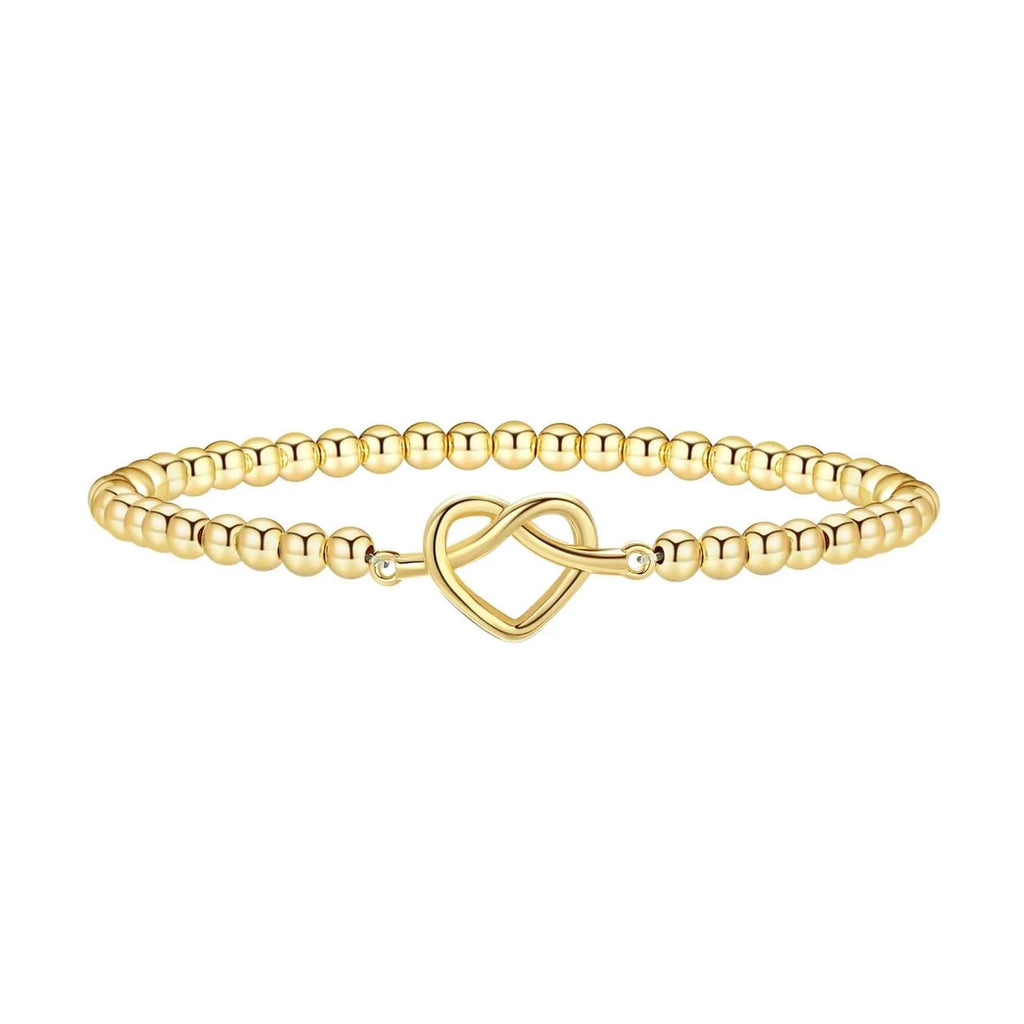 Adjustable stainless steel beaded bracelet with geometric design and round beads in multiple colour styles
