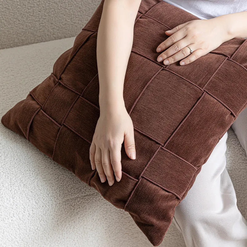 Chenille woven 50x50cm pillow cushion in seven colour options with feather velvet core