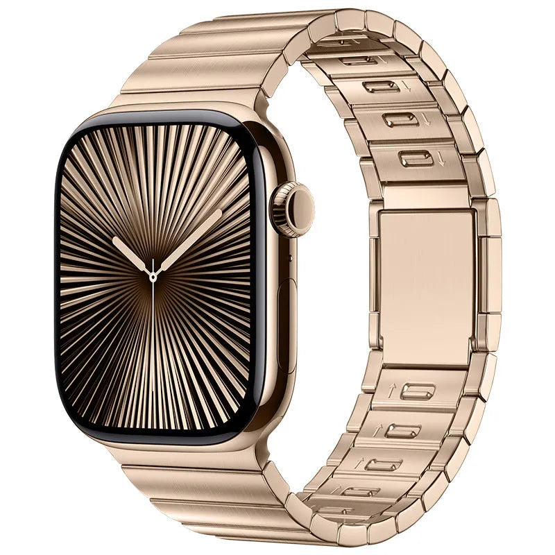 Stainless steel magnetic buckle watch strap for Apple Watch in multiple colour options.