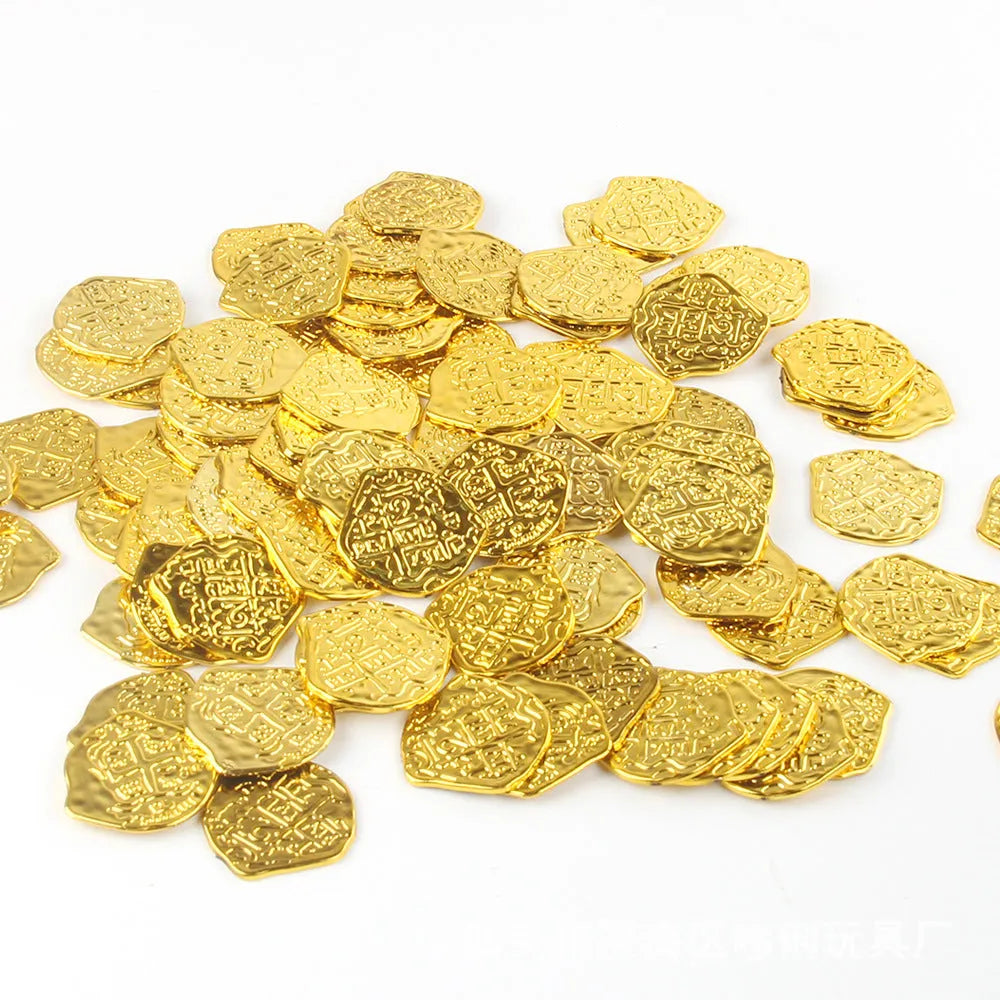 Doli set of 100 plastic Roman coins with gold, silver, or bronze electroplated finish