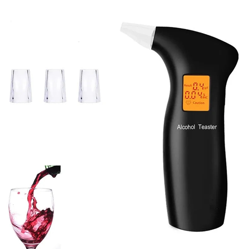Portable orange light breath alcohol tester with handheld design and replaceable mouthpieces