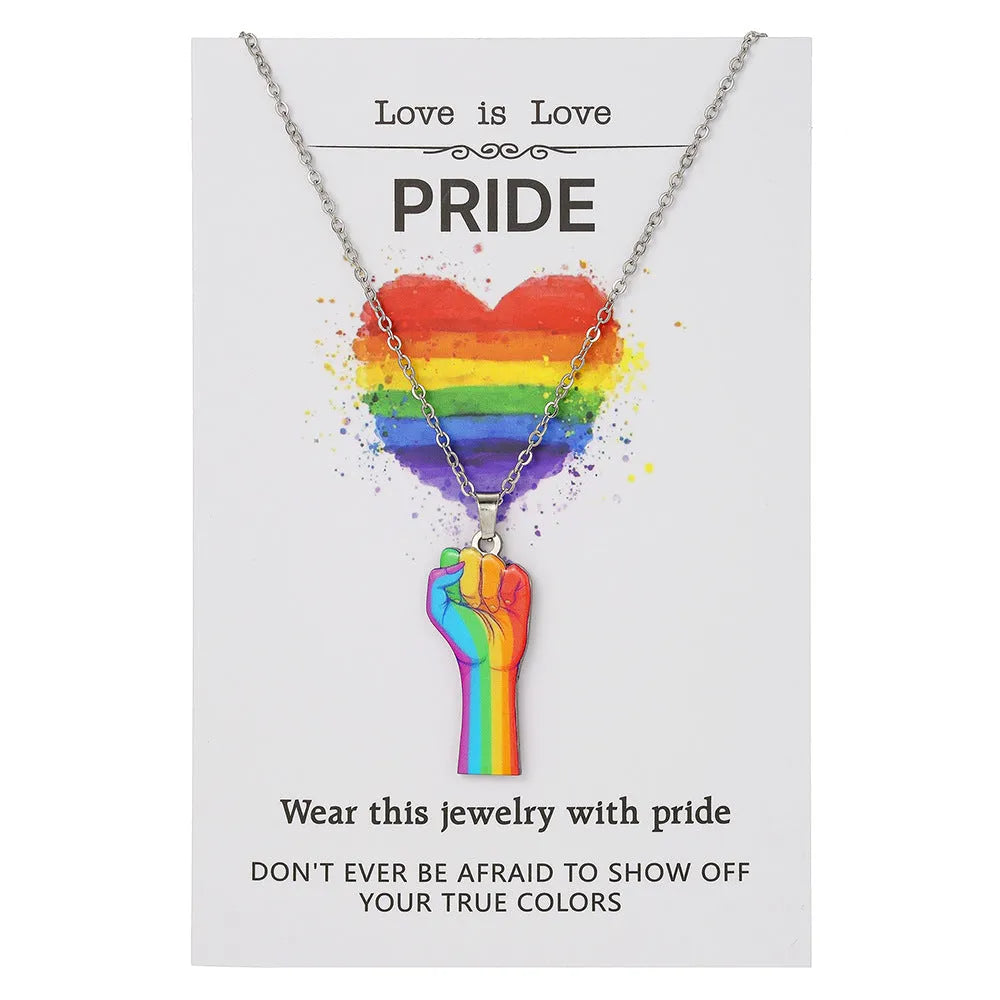 Stainless steel inspirational friendship necklace and bracelet set with colour printing for women