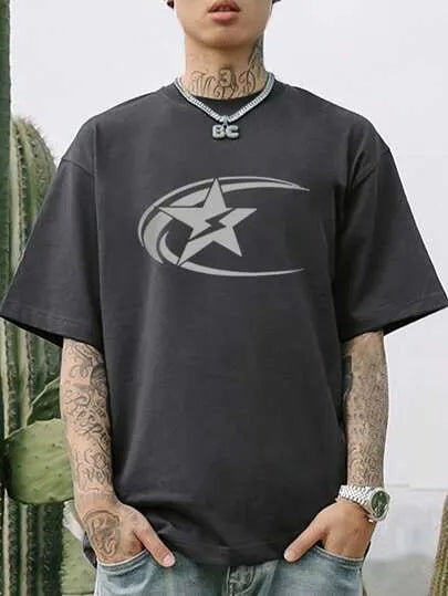 Men's pure cotton short sleeve T-shirt in Japanese retro style, solid colour