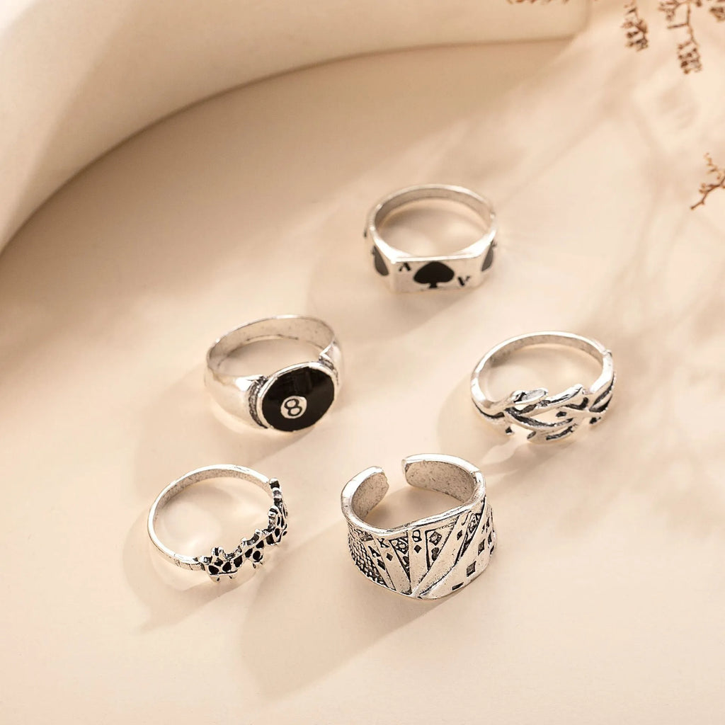 Black alloy poker ring with spade card design for women's jewellery