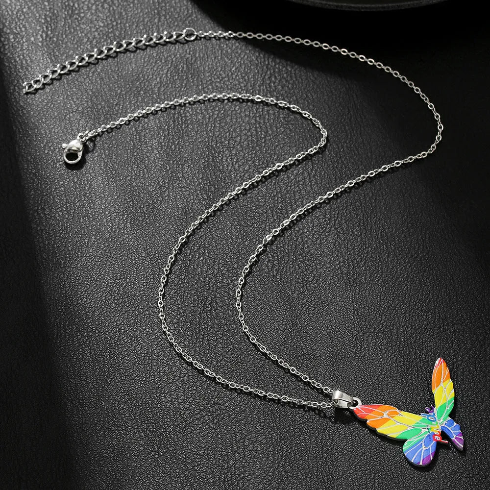 Stainless steel inspirational friendship necklace and bracelet set with colour printing for women