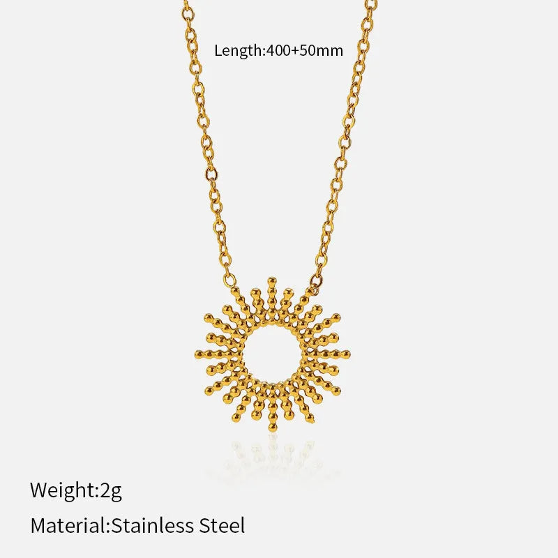 Sunflower Series women's gold geometry chain necklace and bracelet jewellery set
