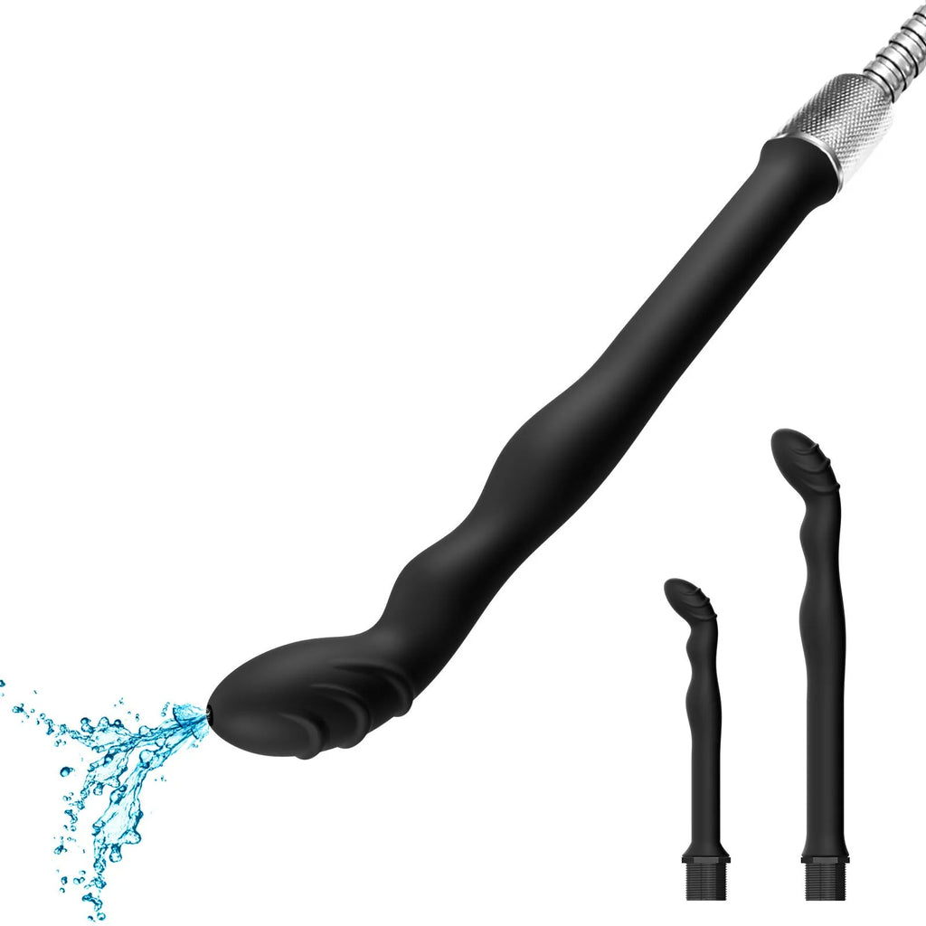 Black silicone enema hosepipe flusher with sausage filler design