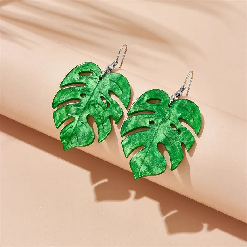 Acrylic drop-shaped personality style earrings with ear hooks in one of five colour variations.