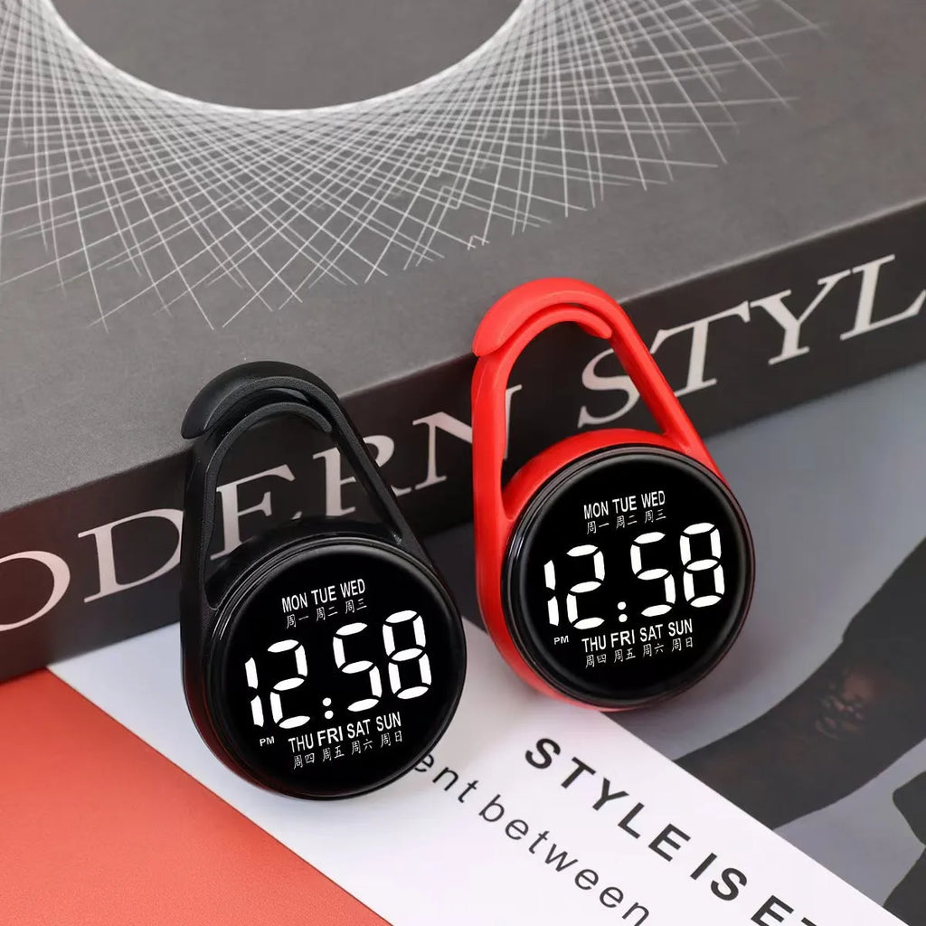 LED digital watch with luminous display and waterproof design shown in multiple colour options