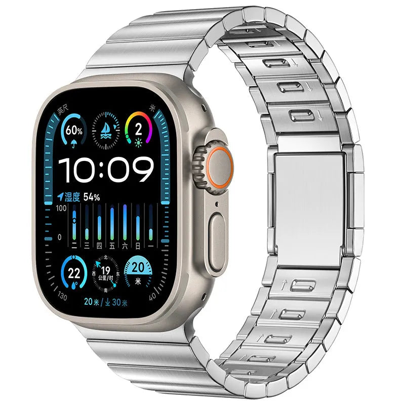 Stainless steel magnetic buckle watch strap for Apple Watch in multiple colour options.