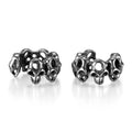 Retro hollow skull design stainless steel clip-on earrings with silver tone finish