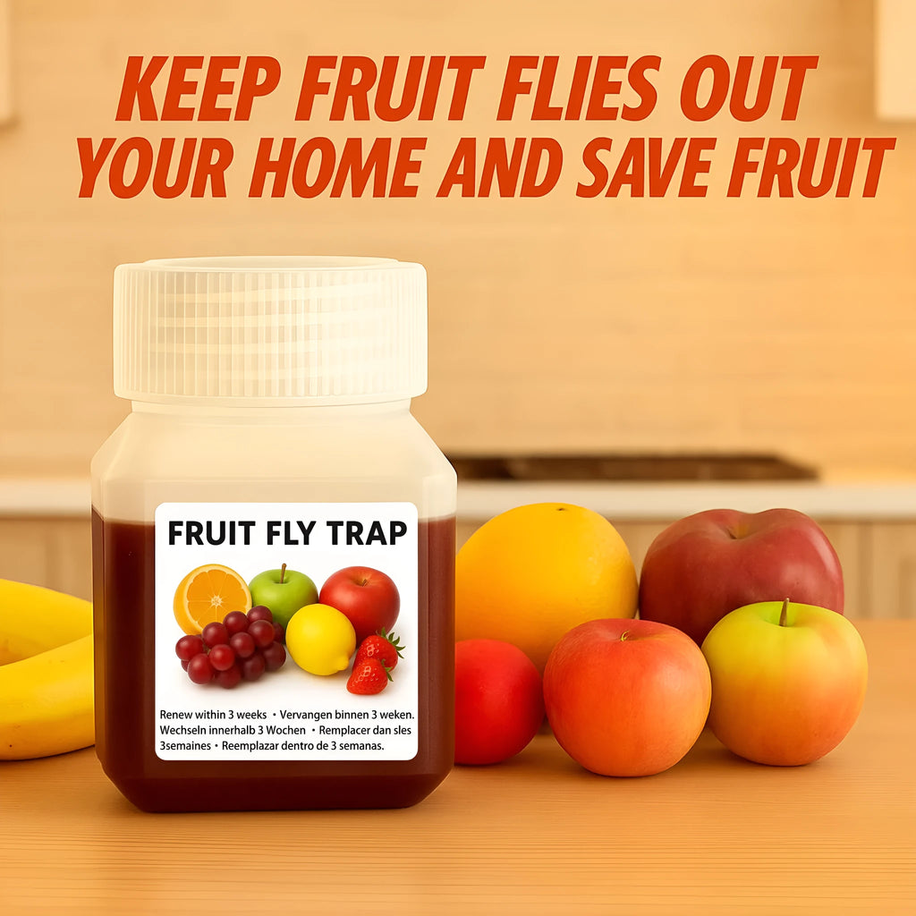 Bottle of fruit fly bait liquid for trapper station refill with SK003 specification options