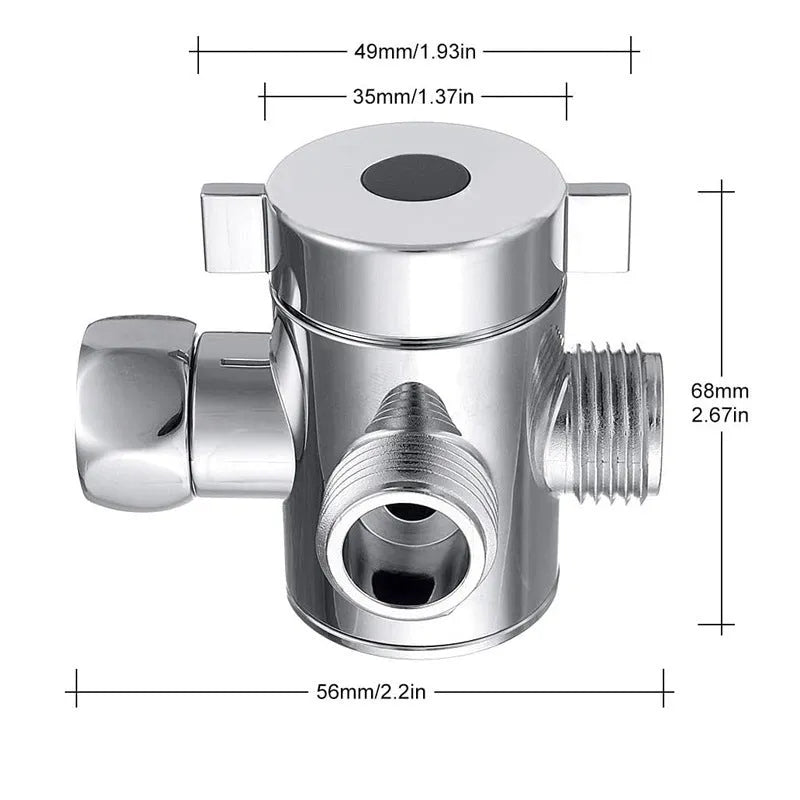 Copper shower water distributor with American bracket and ball joint options