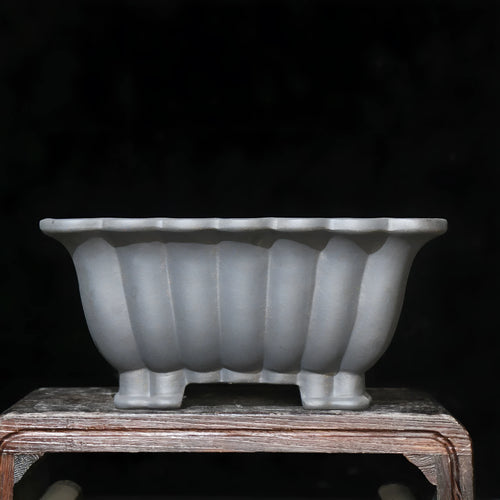 Square purple sand ceramic flower pot with classical design for desktop plant display