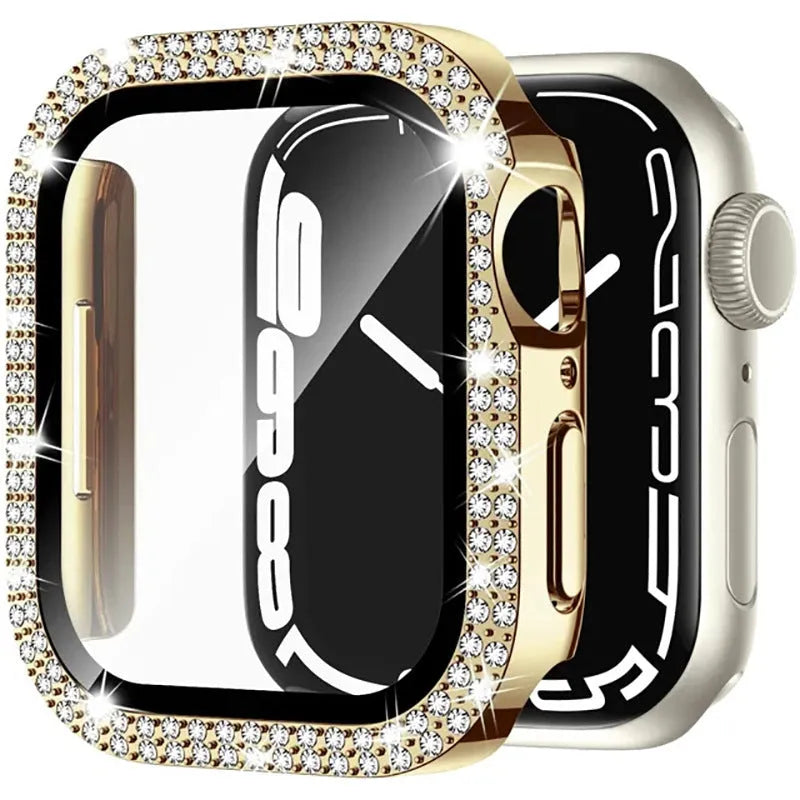 Apple Watch protective case with diamond glass screen protector in multiple colour options