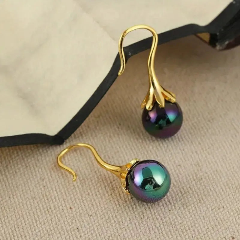 Women's retro fashion earrings with electroplated alloy construction in imitation gold colour