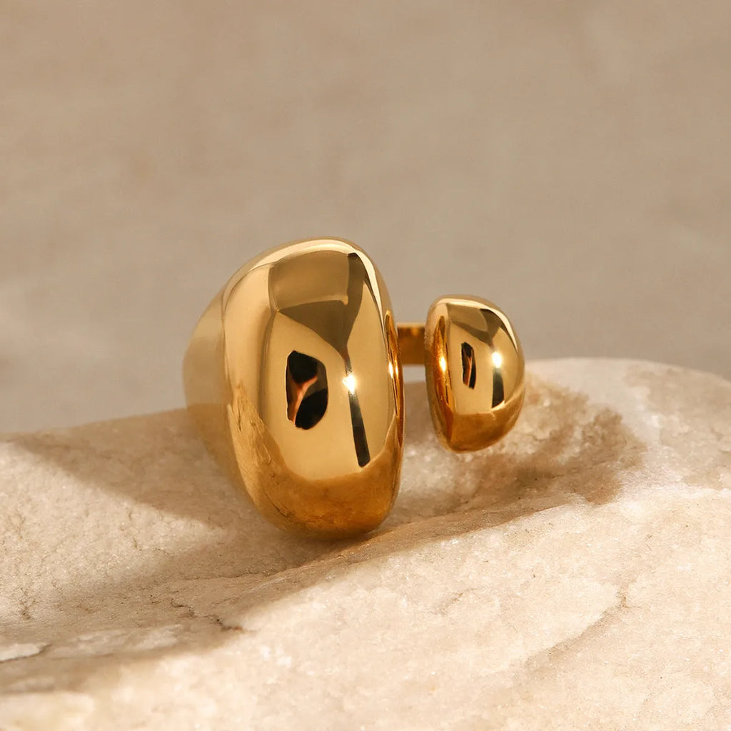 Women's stainless steel open geometric ring with European American styling in JDR2405081 colour