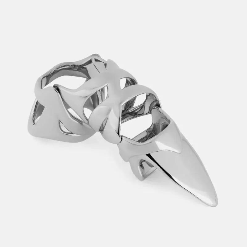 Silver alloy punk armour finger stall ring for alternative fashion