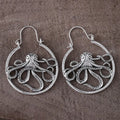 Octopus earrings antique silver finish zinc alloy electroplated retro style