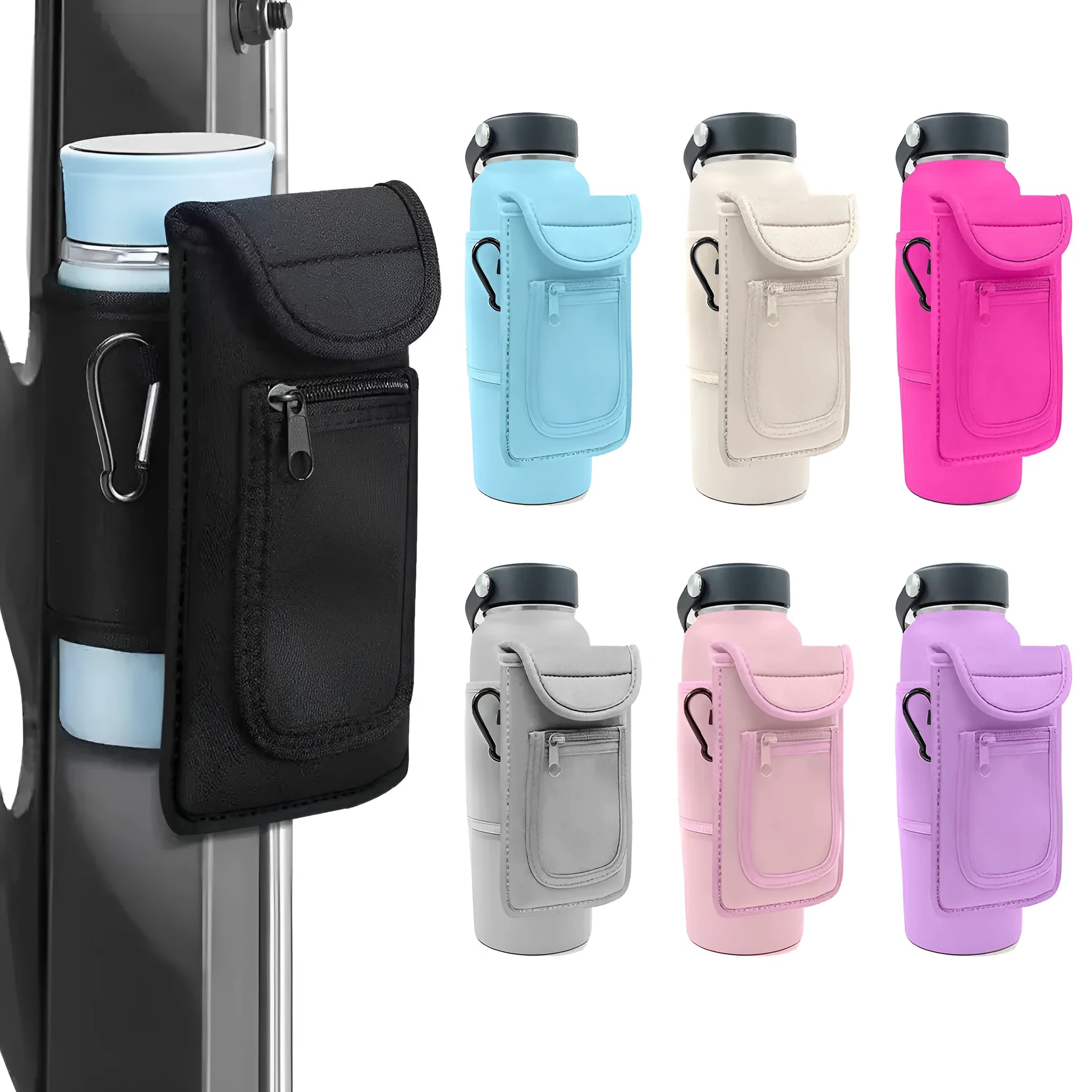 Cloth fitness cup sleeve for kettle storage with magnetic closure option in multiple colours