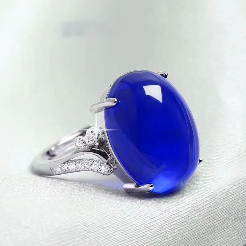 Adjustable geometric alloy ring with natural sapphire style in five colour options