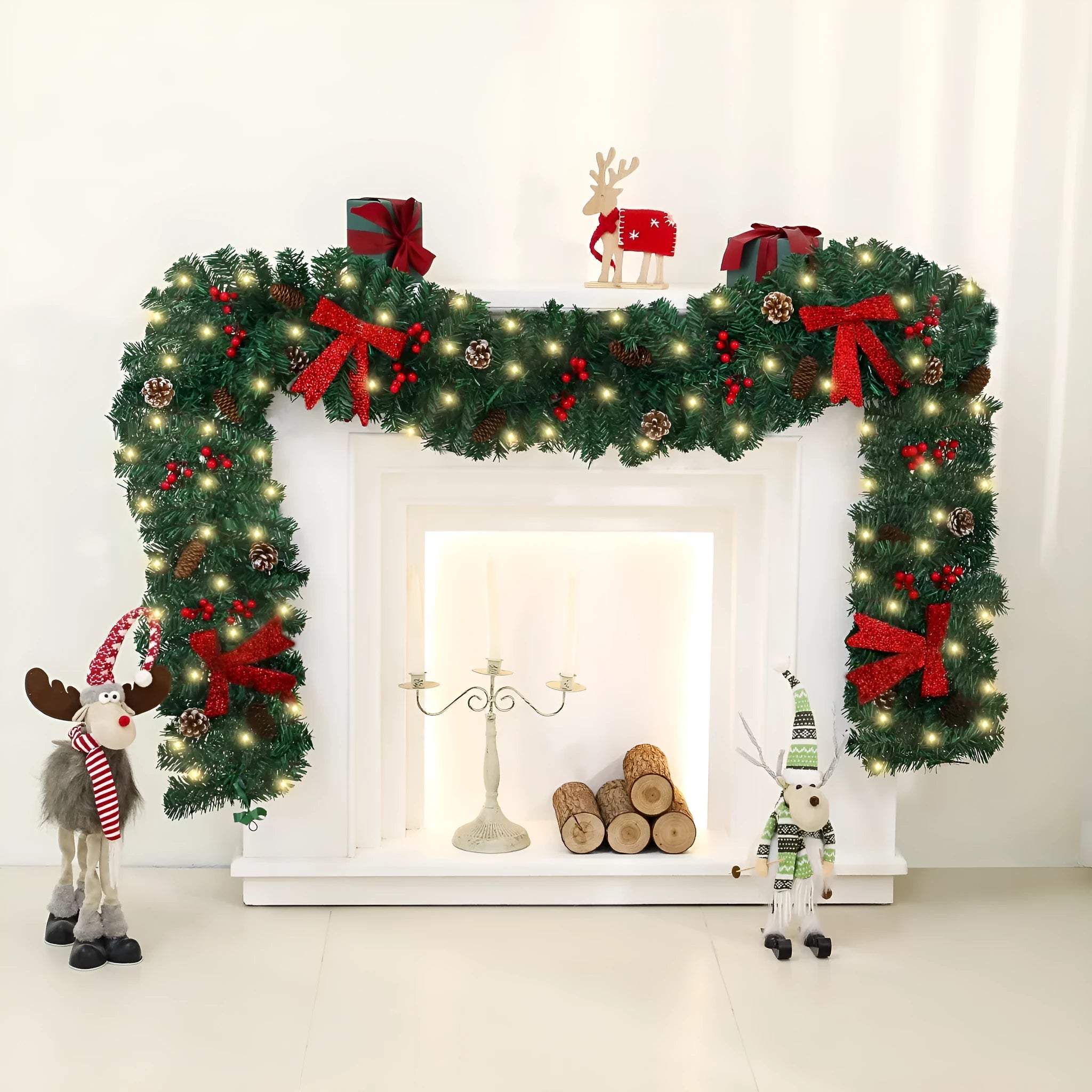 Christmas rattan pine cone bow decorative cane with European style design for festive arrangements
