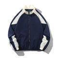 Men's casual jacket with contrast stitching design in black colour showing side seam pockets and regular sleeve length