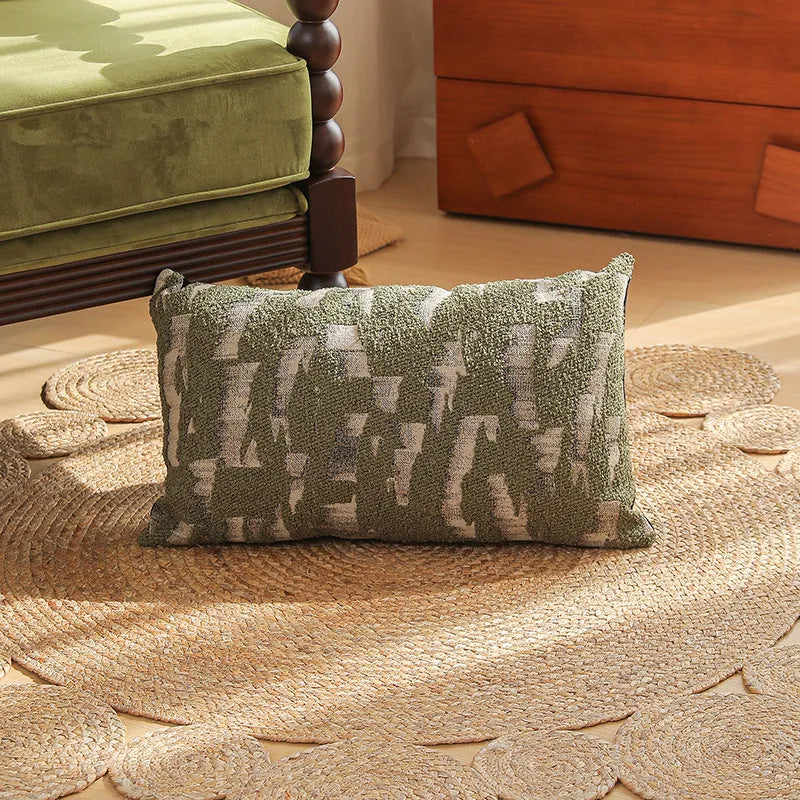 Square 45cm yarn-dyed Jacquard pillow cover with Nordic floral botanical pattern in multiple colour options.