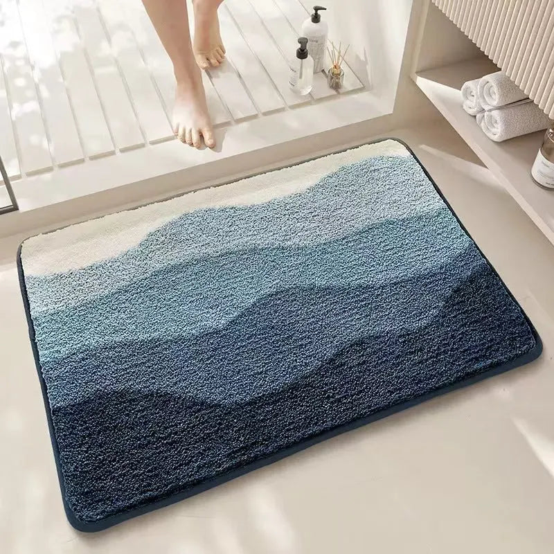 Square cashmere carpet floor mat with plastic bottom in sky sea colour rainbow pattern