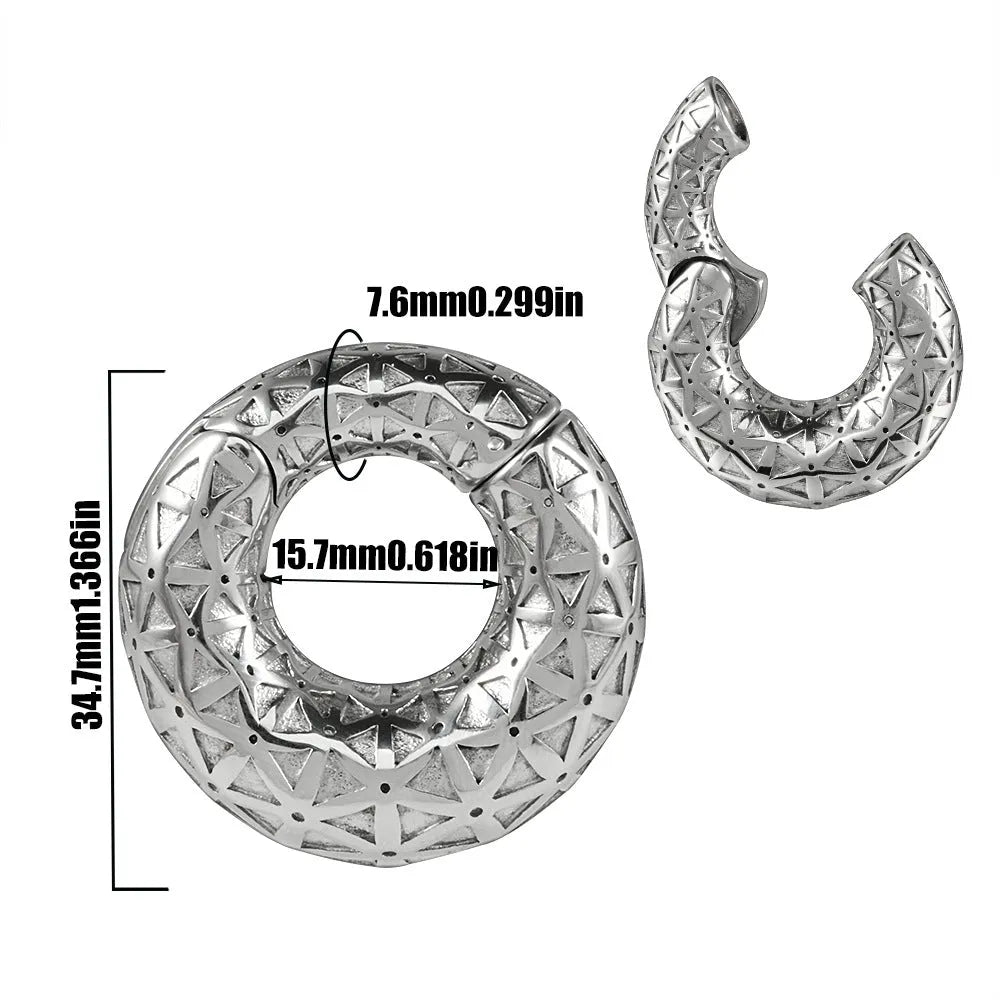 Shaped totem pattern stainless steel earrings with electroplated finish in fashion colours