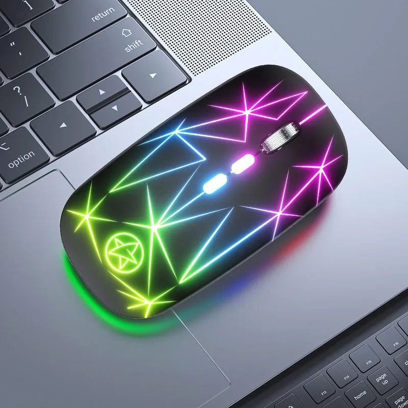 Wireless Bluetooth mouse with luminous charging and metal roller in various colour options