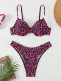 Leopard print women's bikini swimsuit with backless sexy design in mixed colours.