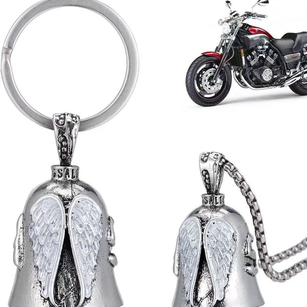 Vintage white angel wings necklace and keychain set with electroplated alloy feather design