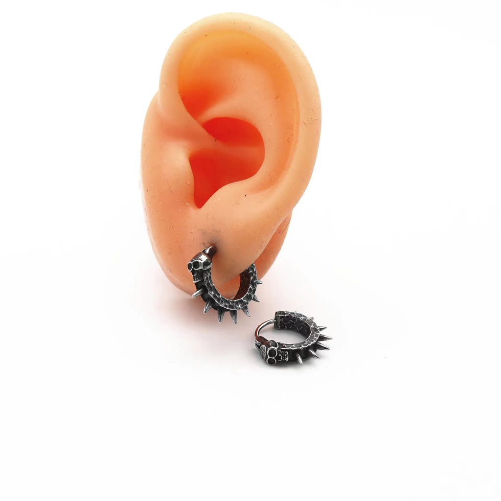 Geometric copper plastic punk motorcycle alloy earrings in retro black colour